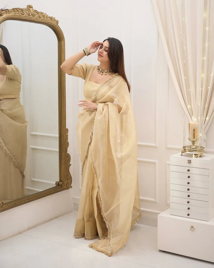 Golden Jimmy Choo Ready to Wear Saree