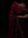 Royal Wine Maroon Satin Silk Designer Saree