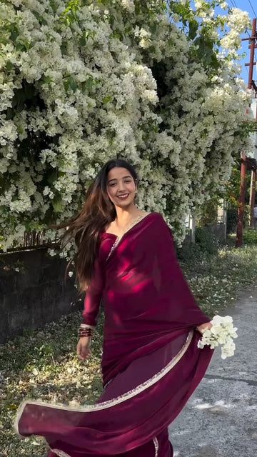 Wine Jimmy Choo Ready to Wear Saree