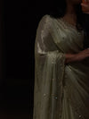 White Satin Silk Designer Saree