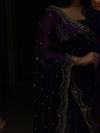 Purple Satin Silk Designer Saree